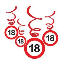 Visiaca narodeninová dekorácia s číslom 18 v tvare zákazovej dopravnej značky, 6 ks
